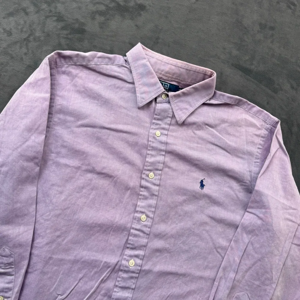 Polo Ralph Lauren Andrew Shirt Mens 16.5 32/33 Purple Cotton Button Down Faded